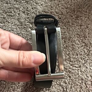 Kenneth Cole Black Leather Belt with Silver-Tone Buckle